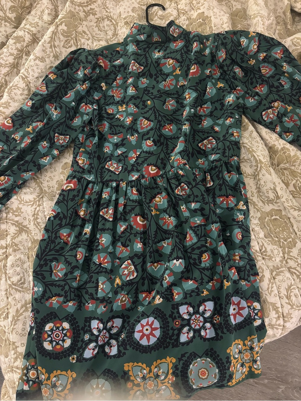 La double J. Green Floral Long Sleeve Midi Dress